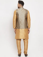 Wonder Solid Dupion Kurta Pajama with Woven Jacqaurd Waistcoat