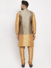 Wonder Solid Dupion Kurta Pajama with Woven Jacqaurd Waistcoat