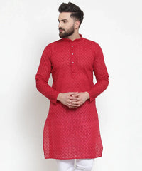 DesiQlo Men Maroon Chikan Kurta Only ( KO 561 Maroon )