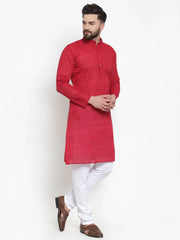 DesiQlo Men Maroon Chikan Kurta Only ( KO 561 Maroon )