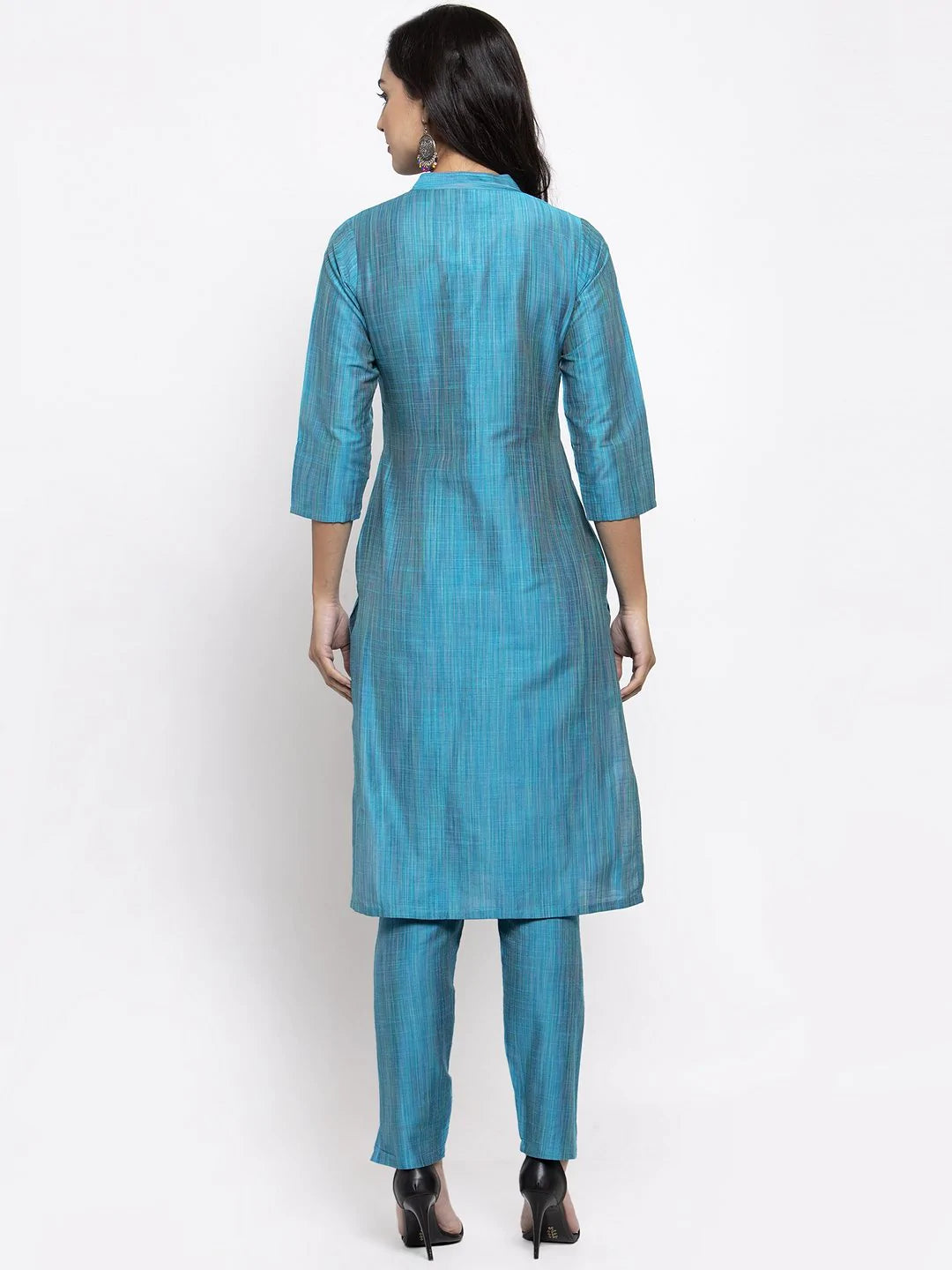 Blue & Green Striped Kurta with Trousers - Indian Women's Sets