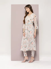 Sequin Work Belt, Flaired Kurta with trousers and dupatta