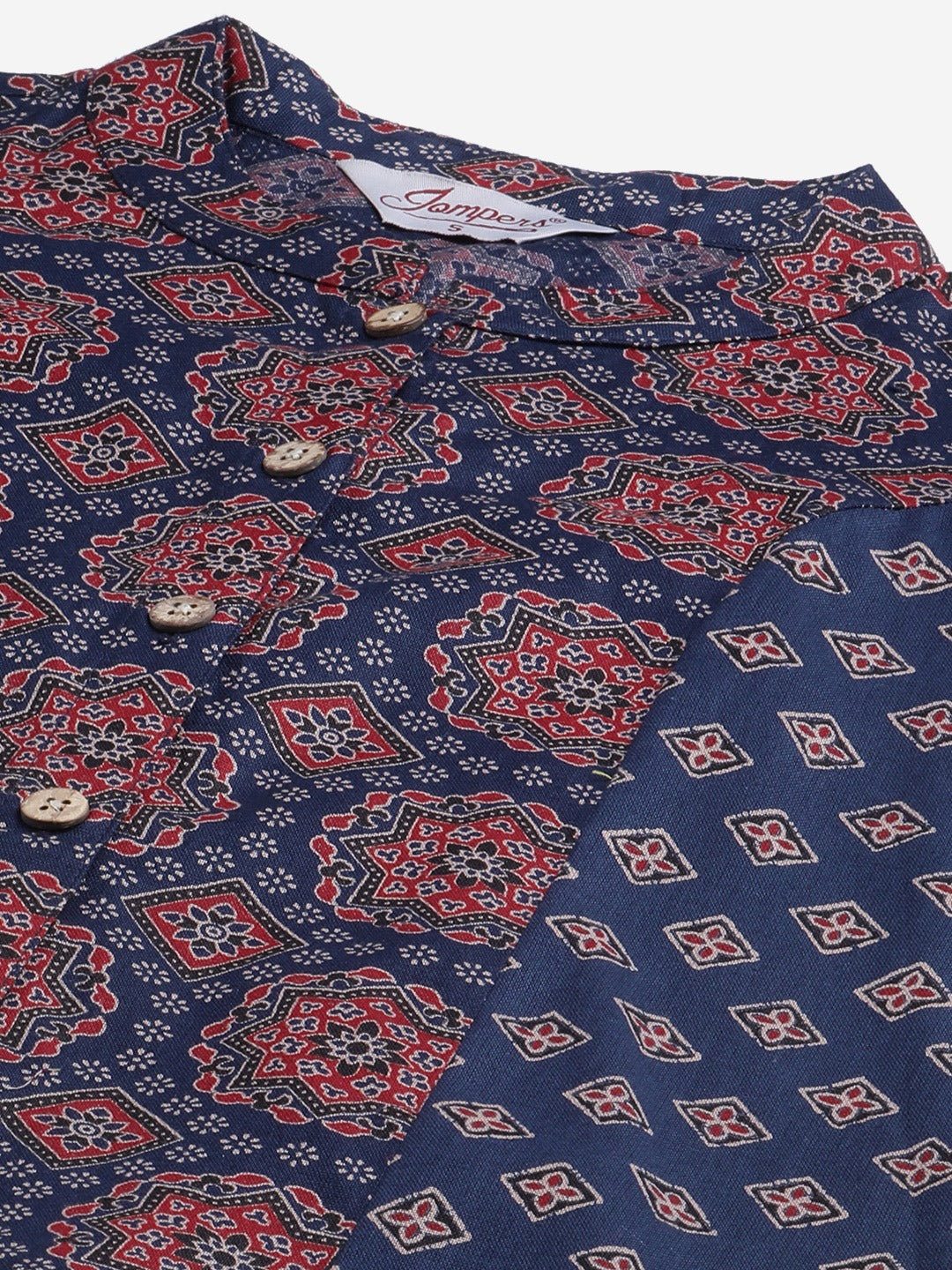 Beige & Pink Cotton Women's Block Print Kurta Set with Dupatta