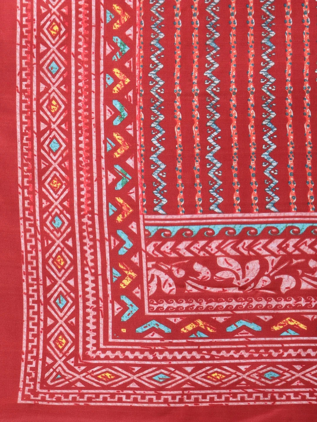 Beige & Pink Cotton Women's Block Print Kurta Set with Dupatta