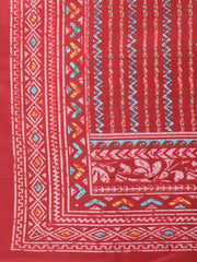 Women Beige & Pink Block Print Pure Cotton Kurta with Trousers & Dupatta ( JOKS D18W 1372 Pista )