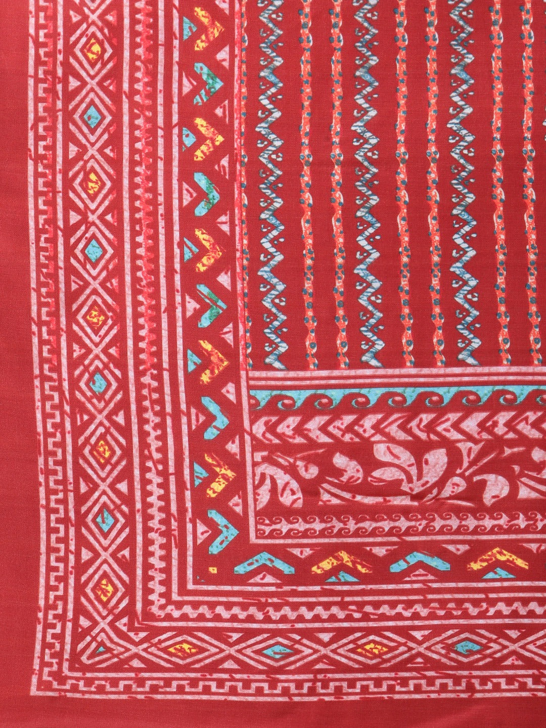 Beige & Pink Cotton Women's Block Print Kurta Set with Dupatta
