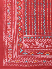Women Beige & Pink Block Print Pure Cotton Kurta with Trousers & Dupatta ( JOKS D18W 1372 Pista )