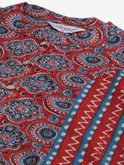 Women Grey & Magenta Block Print Pure Cotton Kurta with Trousers & Dupatta ( JOKS D18Gry 1372 Grey )