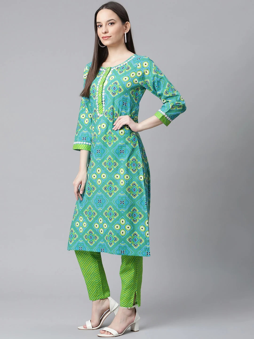 Solid Black & Grey Cotton Kurta Set with Dupatta | Women's Kur...