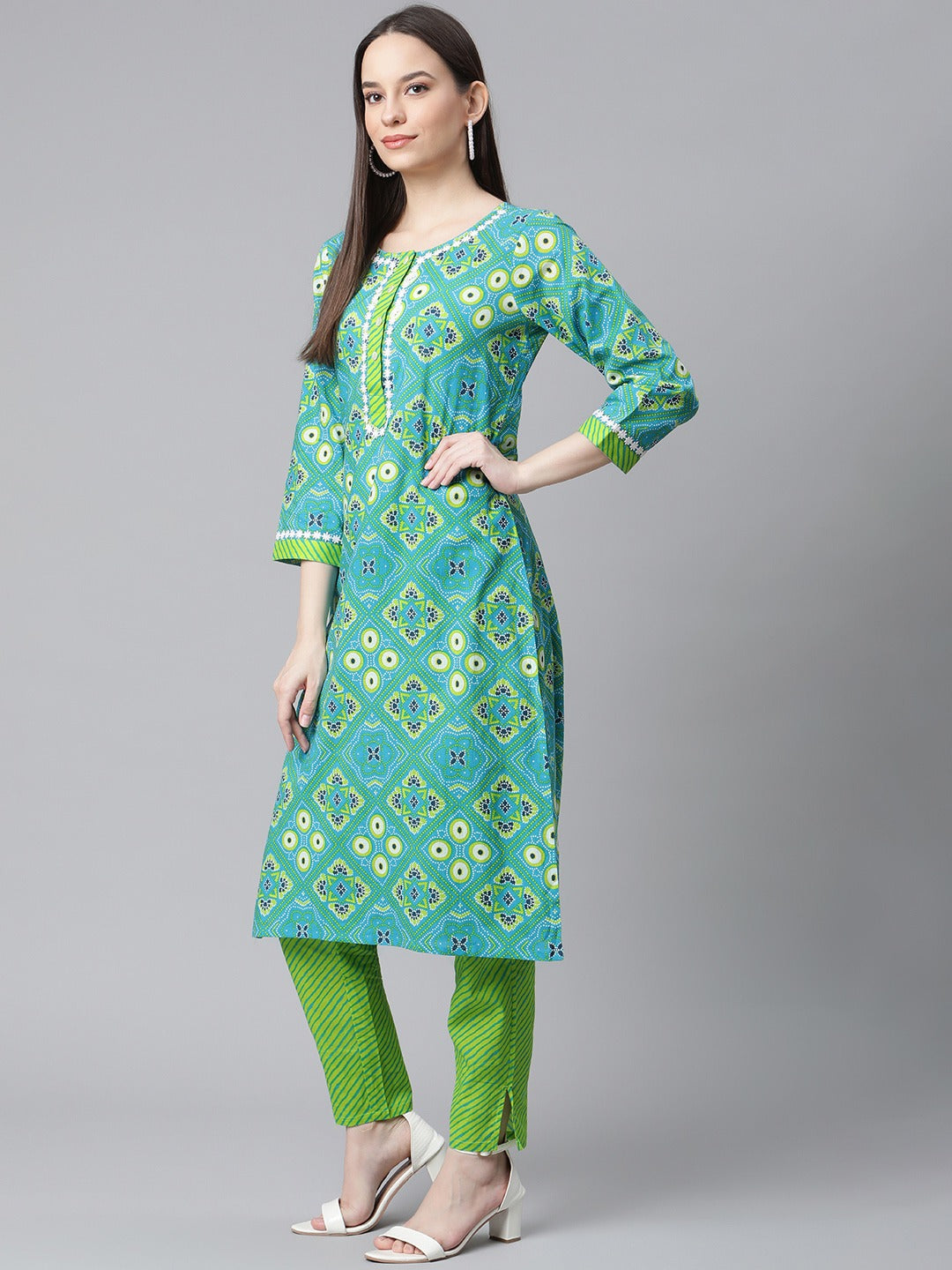 Solid Black & Grey Cotton Kurta Set with Dupatta | Women's Kur...