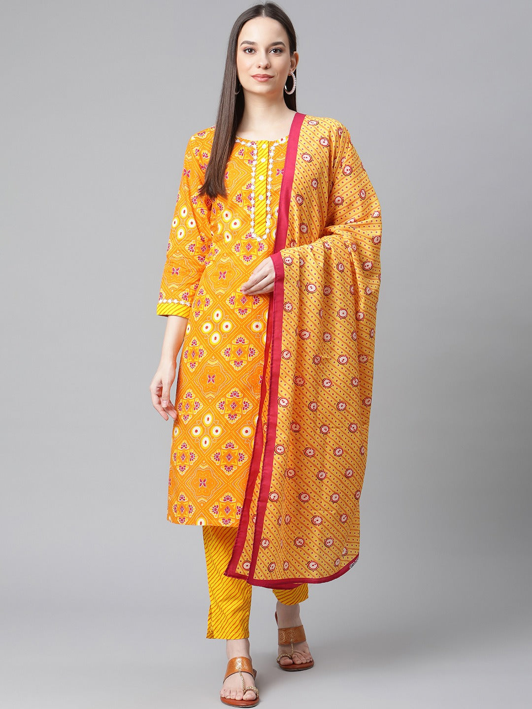 Shop Cotton Kurta Set With Dupatta - Women's Indian Kurta Sets