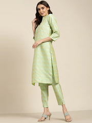 Women Peach Embroidered Regular Sequinned Kurta with Trousers & Dupatta ( JOKS D19Yellow 1383 Peach )