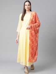 DesiQlo Women Yellow Embroidered Regular Sequinned Kurta with Trousers & With Dupatta ( JOKS D29R 1383 Yellow )