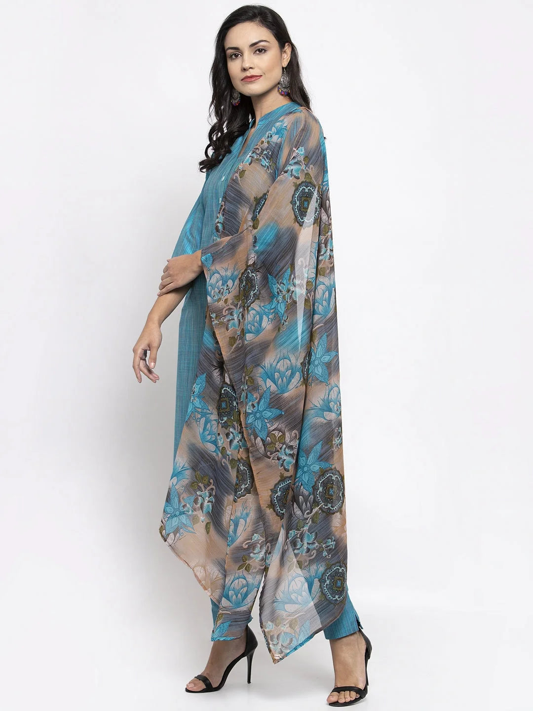 Grey Solid Cotton Kurta Set with Dupatta | Women's Kurta Sets