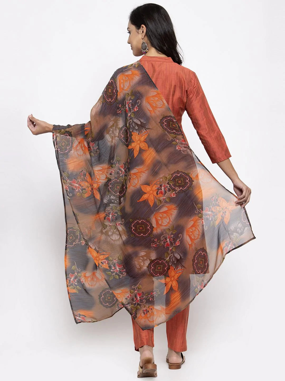 Floral Embroidered Silk Kurta Set with Dupatta | Anarkali Kurta