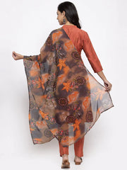 Floral Embroidered Mirror Work Silk Georgette Kurta With Trousers & Dupatta-JOKS-D34Y-1502