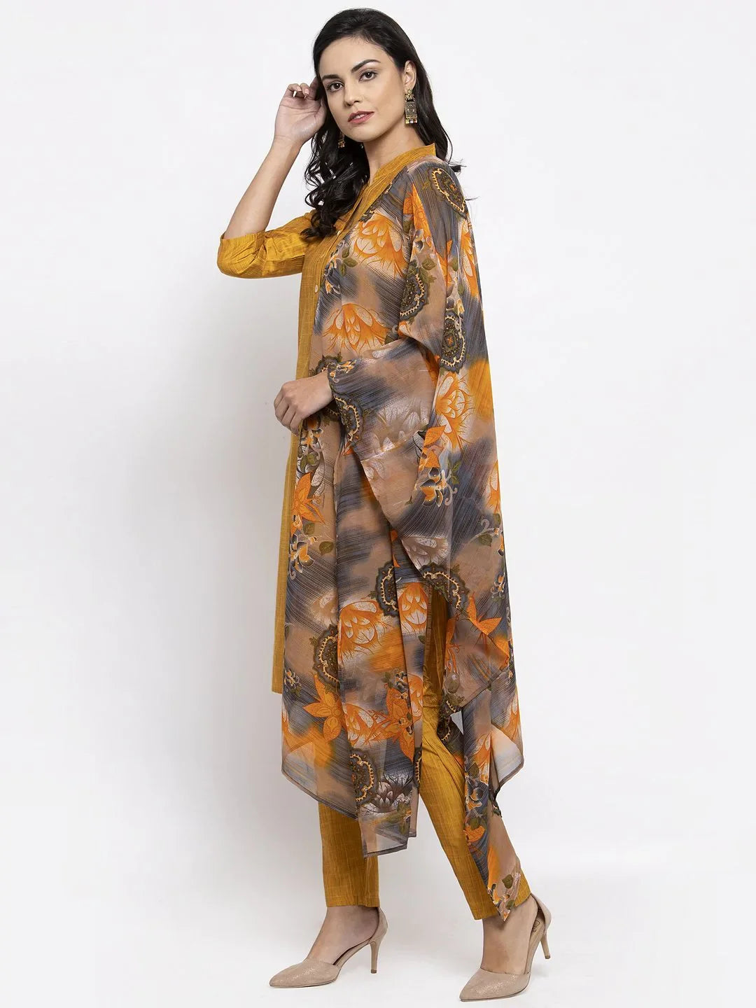 Orange Anarkali Kurta Set - Gotta Patti Kurta with Dupatta