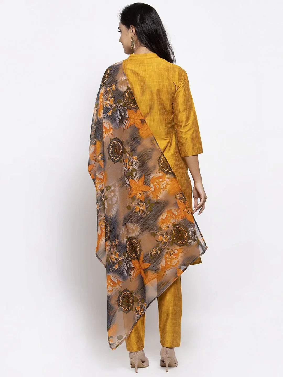 Orange Anarkali Kurta Set - Gotta Patti Kurta with Dupatta