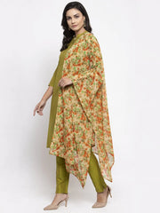 Yoke Design Cotton Silk Kurta with Trousers & Dupatta ( JOKS D35Y 1465 Yellow )-JOKS-D35Y-1465
