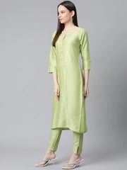 Women Yellow Embroidered Regular Sequinned Kurta with Trousers & Dupatta ( JOKS D19Sky 1383 Yellow )