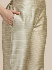 Women Yellow Self-Striped Kurta with Trousers & Floral Gorgette Dupatta ( JOKS D1Y 1310 Yellow )-JOKS-D1Y