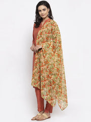 Floral Embroidered Mirror Work Silk Georgette Kurta With Trousers & Dupatta-JOKS-D34Y-1501