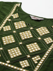 Women Green Embroidered Regular Kurta with Trousers & With Dupatta ( JOKS D30 1361 Green )-JOKS-D30-1361