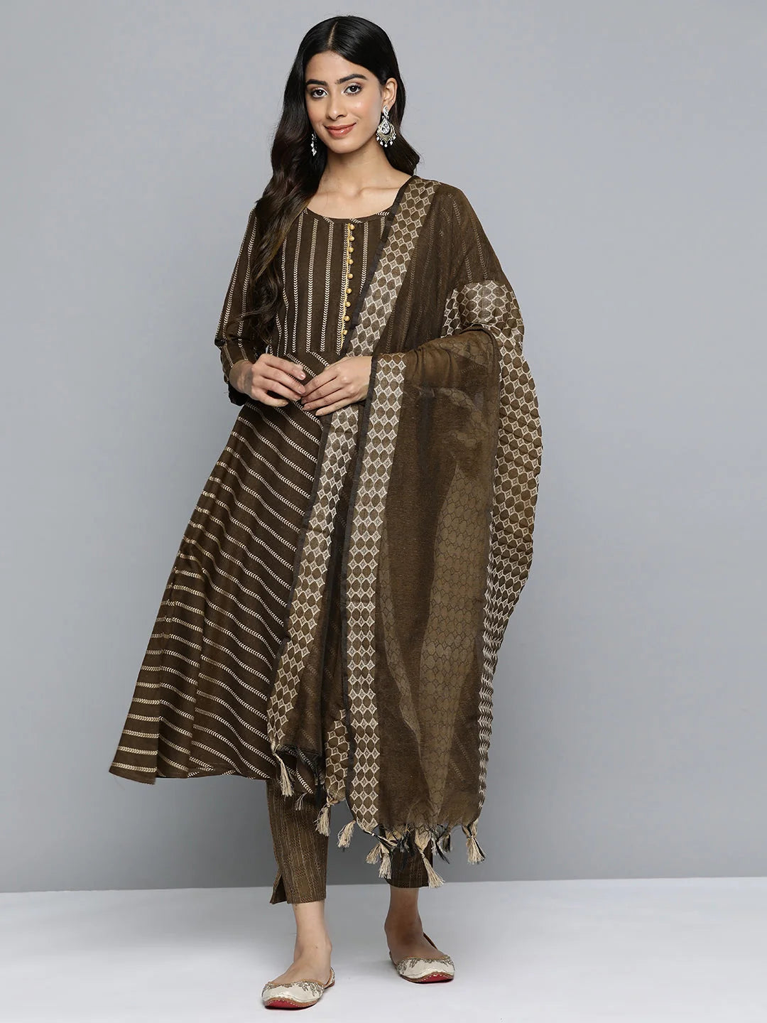 Brown Anarkali Kurta Set - Women's Indian Anarkali Kurta Online