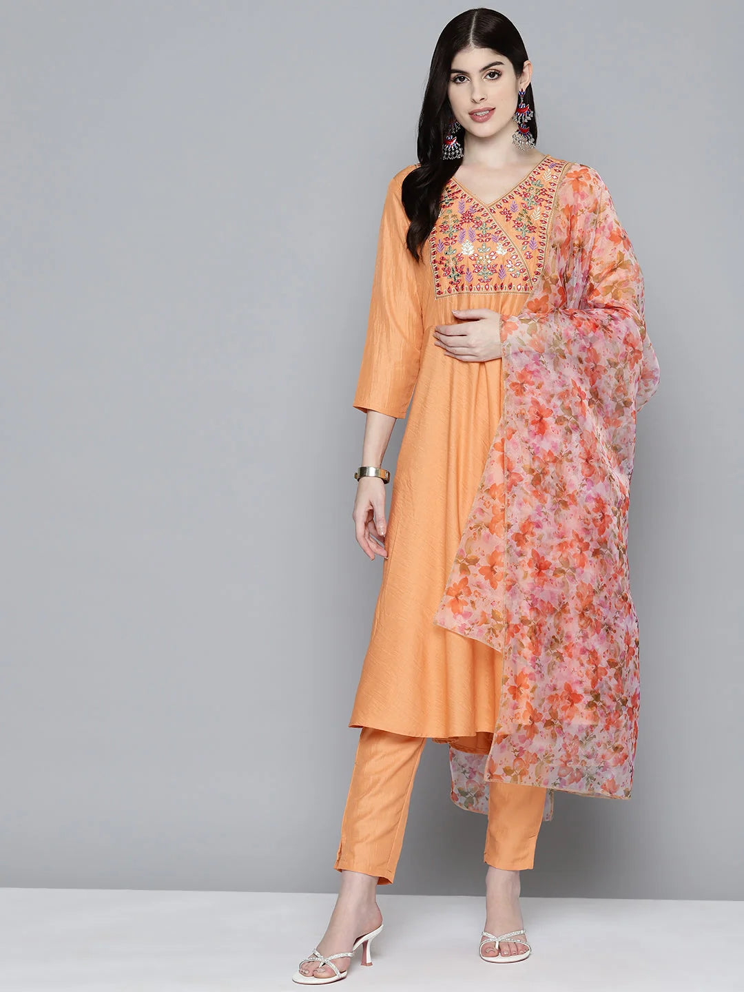 Women Embroidered Quality Thread Work Kurta & Trousers With Dupatta-JOKS-D48M-1531