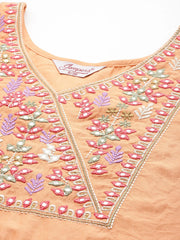 Women Green Floral Printed Regular Pure Cotton Kurta with Trousers & With Dupatta