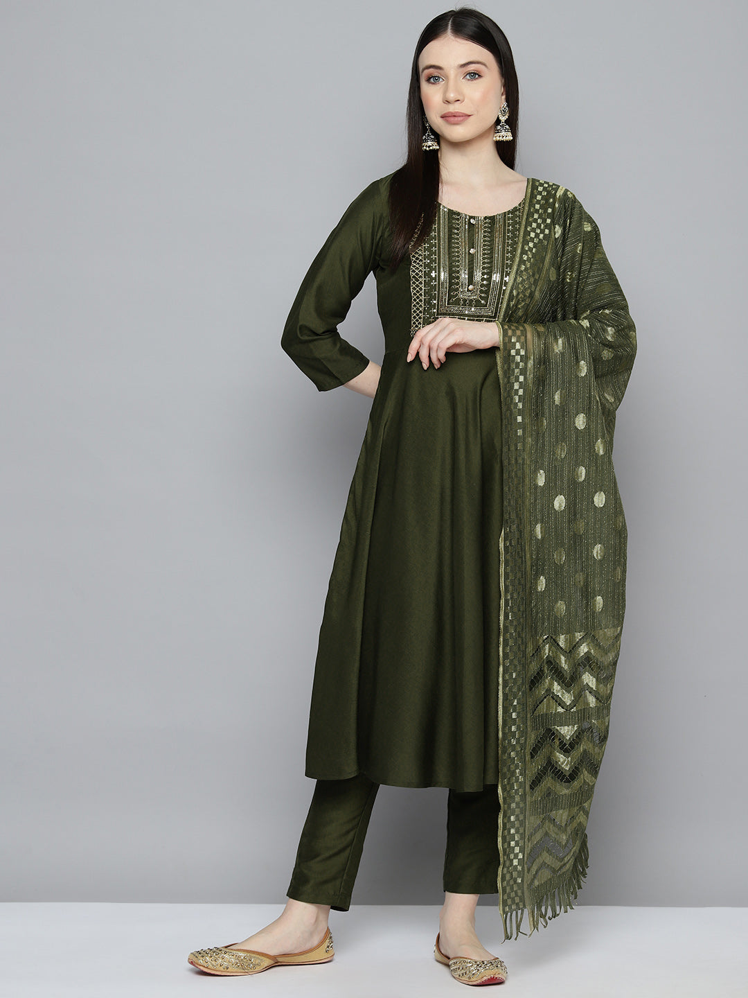Blue & Maroon Cotton Kurta Set with Dupatta | Women's Kurtas