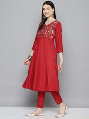 Women Yellow & Pink Ethnic Motifs Printed Pure Cotton Kurta With Trousers & Dupatta