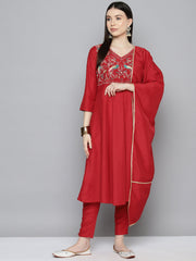 Women Yellow & Pink Ethnic Motifs Printed Pure Cotton Kurta With Trousers & Dupatta