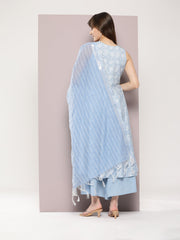 Women Pink & White Ethnic Motifs Printed Pure Cotton Kurta with Trousers & Dupatta ( JOKS D24P 1402 Pink )