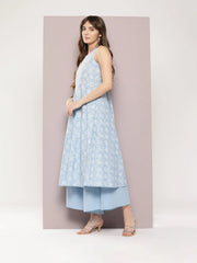 Women Pink & White Ethnic Motifs Printed Pure Cotton Kurta with Trousers & Dupatta ( JOKS D24P 1402 Pink )