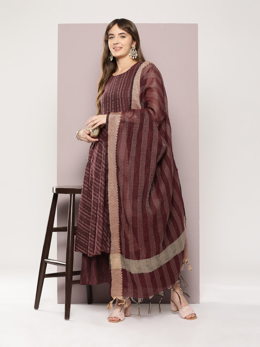 DesiQlo Women kurta sets - Maroon - JOKS_D56M_1546_Maroon_S