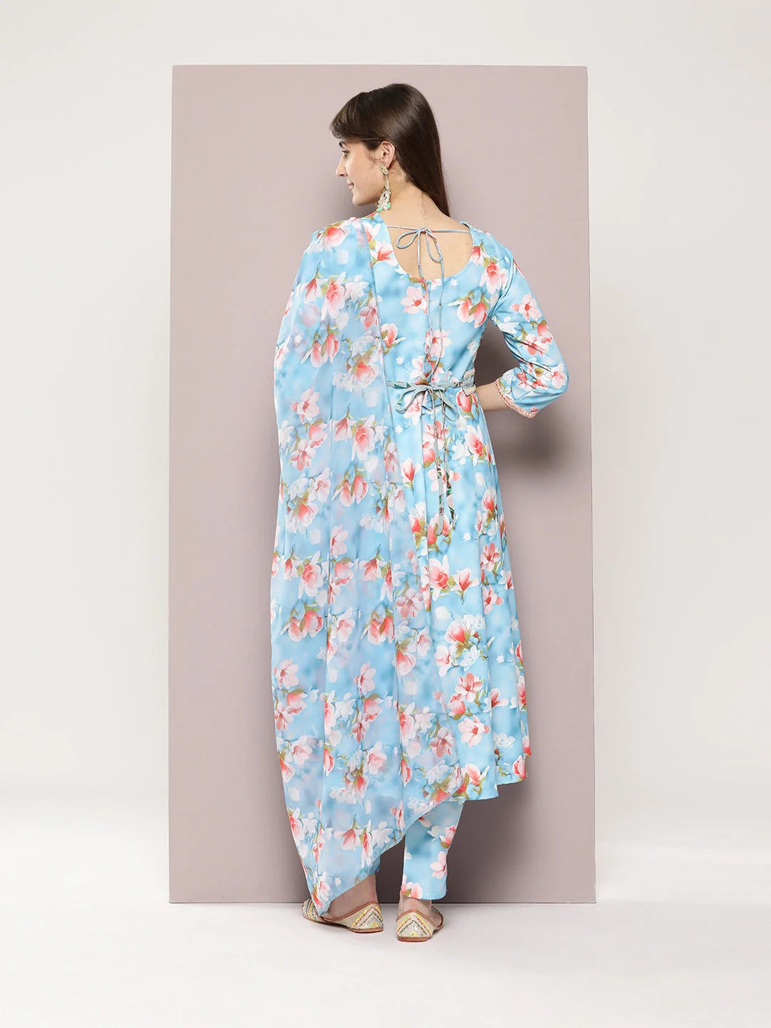 Green Cotton Kurta Set with Dupatta - Indian Women's Kurta