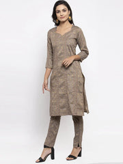 Floral Embroidered Mirror Work Silk Georgette Kurta With Trousers & Dupatta-JOKS-D34G-1501