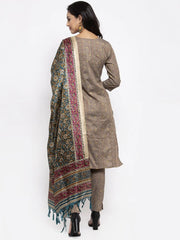 Floral Embroidered Mirror Work Silk Georgette Kurta With Trousers & Dupatta-JOKS-D34G-1501