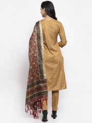 Embroidered Mirror Work Kurta With Trousers & Dupatta ( JOKS D34G 1503 Green )-JOKS-D34G-1503