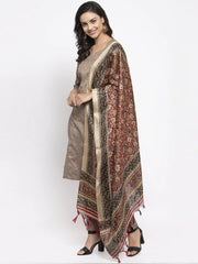 Printed Kurta with Trousers & With Dupatta ( JOKS D33M 1455 Maroon )-JOKS-D33M-1455