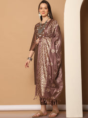 Women Green Ethnic Motifs Printed Pure Cotton Kurta with Trousers & Dupatta ( JOKS D22G 1400 Green )-JOKS-D22G