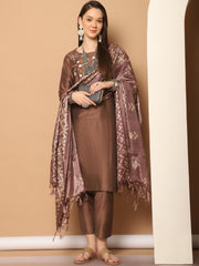 Women Green Ethnic Motifs Printed Pure Cotton Kurta with Trousers & Dupatta ( JOKS D22G 1400 Green )-JOKS-D22G