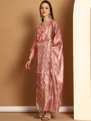 Women Red Ethnic Motifs Printed Regular Pure Cotton Kurta with Trousers & Dupatta ( JOKS D22R 1400 Red )-JOKS-D22R