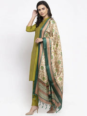 Embroidered falred kurta, printed dupatta with pants ( JOKS D34Y 1532 Lime )-JOKS-D34Y-1532