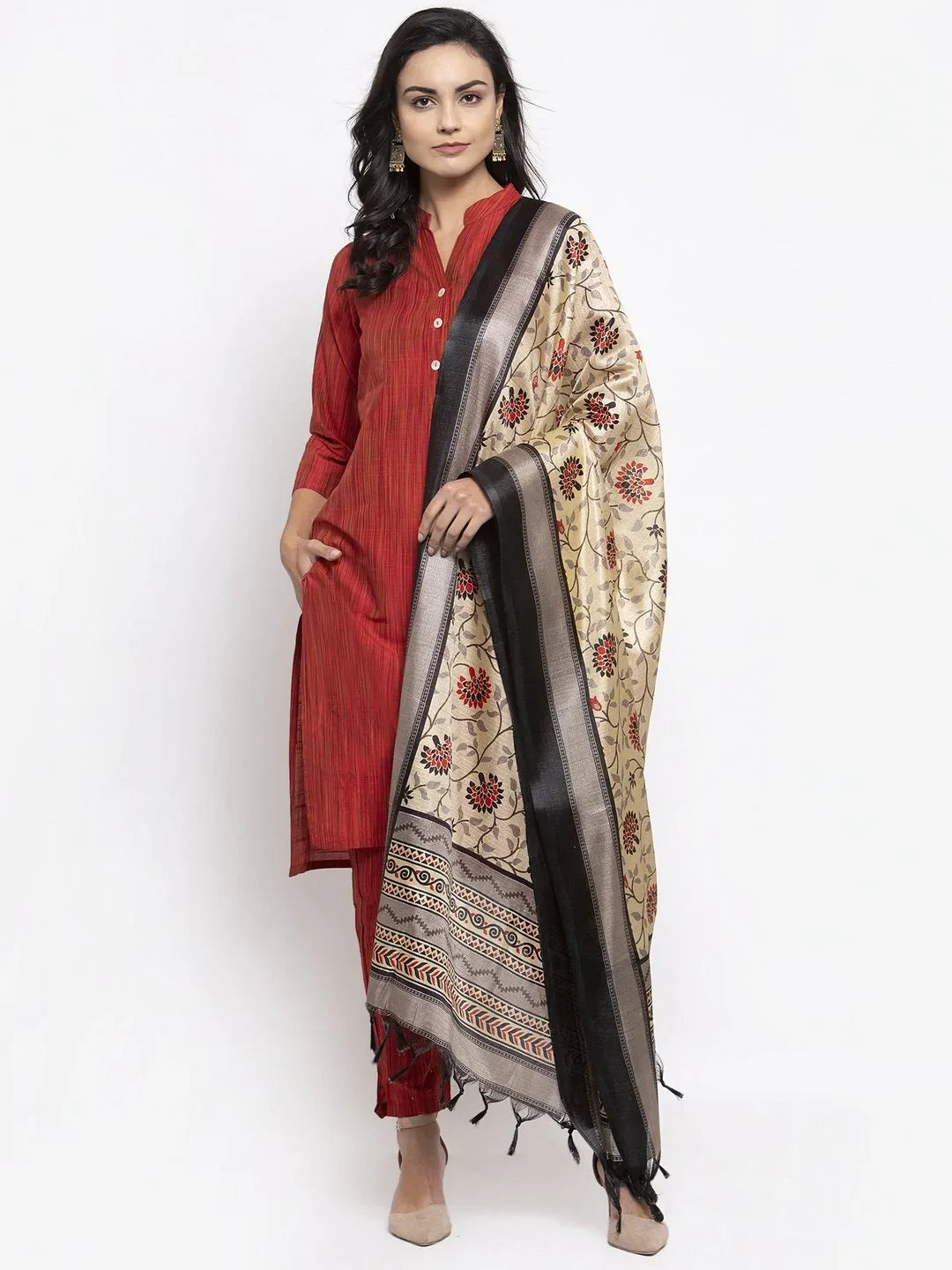 DesiQlo Women Kurta sets - Red - JOKS_D7R_1310_Red_S