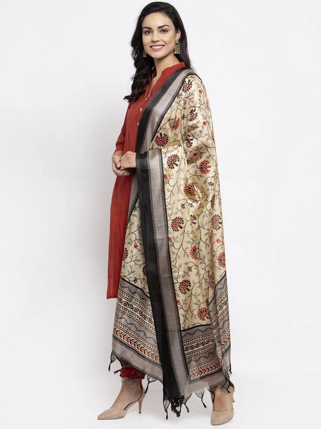 Floral Embroidered Silk Anarkali Kurta Set for Women