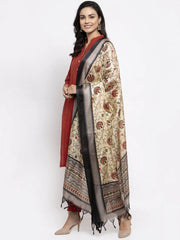 Floral Embroidered Mirror Work Silk Georgette Kurta With Trousers & Dupatta-JOKS-D34W-1502