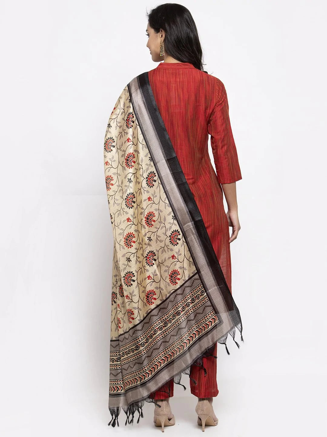 Floral Embroidered Silk Anarkali Kurta Set for Women