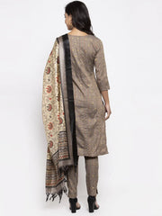 Printed Kurta with Trousers & With Dupatta ( JOKS D33M 1455 Grey )-JOKS-D33M-1455
